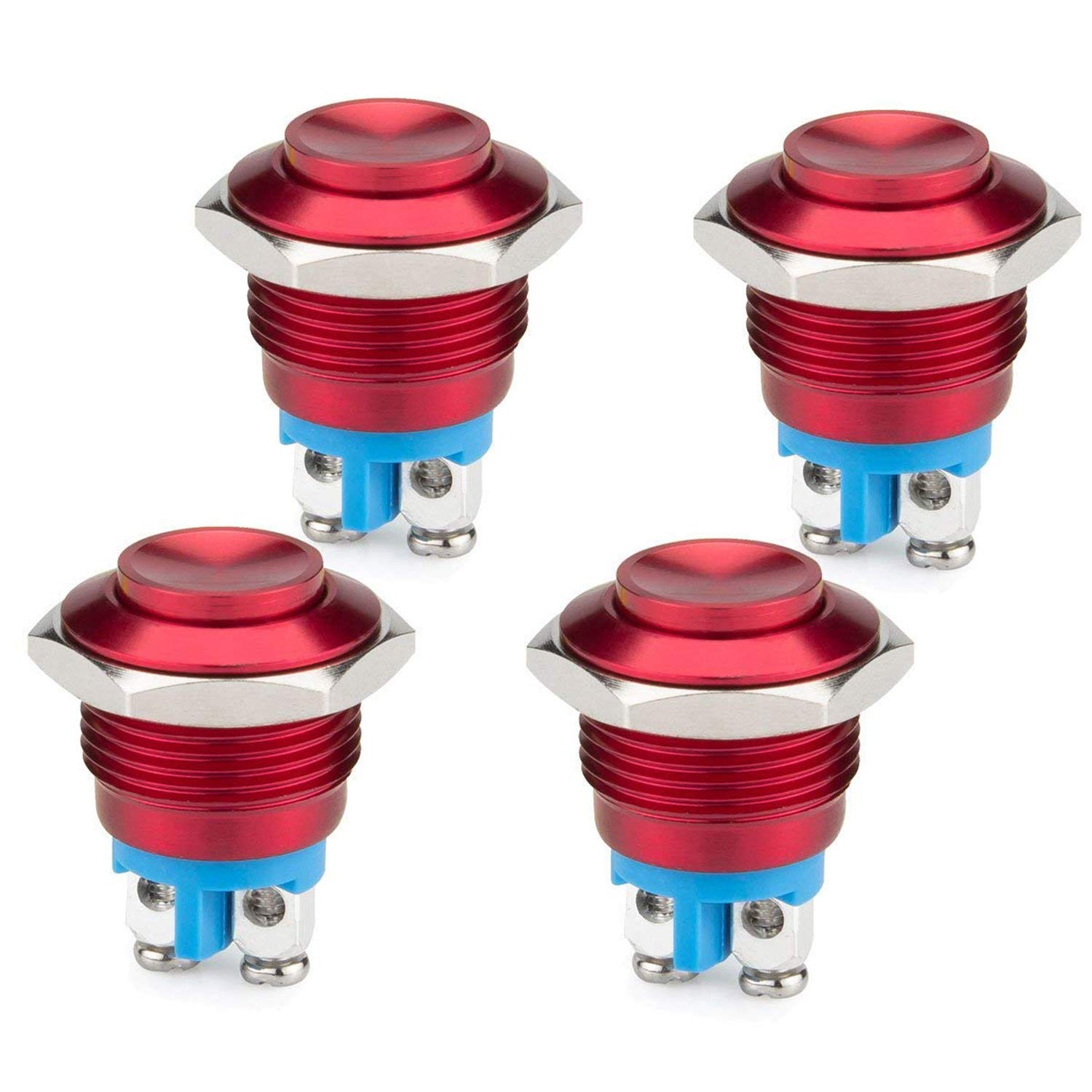 DIYhz 4Pcs DC6V/12V/36V/125/250V 3A 16mm Metal Push Button Switch